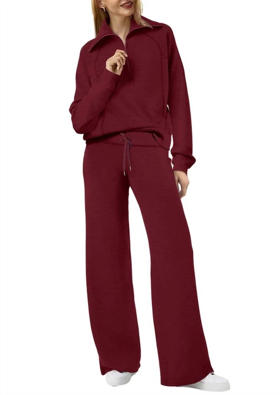 NEW ROSA CLOTHING daily sweat long sleeve sweatshirt wide leg relaxed pants set